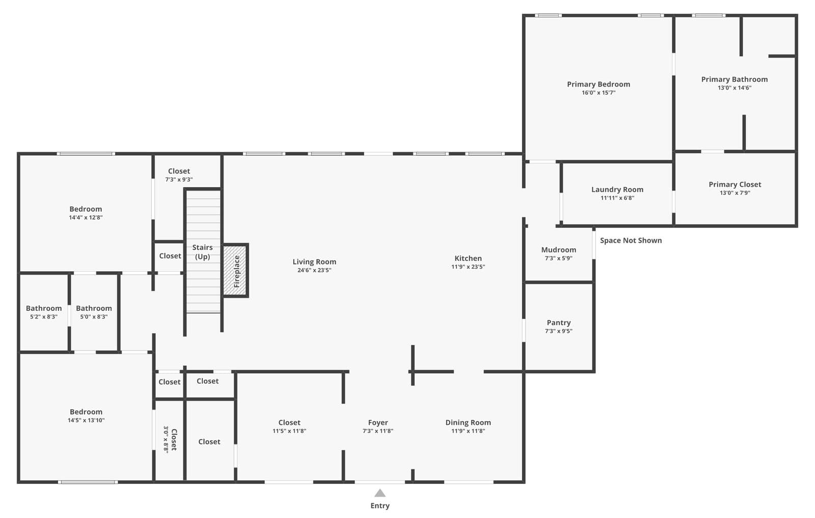 Zillow floor plan with room dimensions for a new construction home in Benton, Arkansas